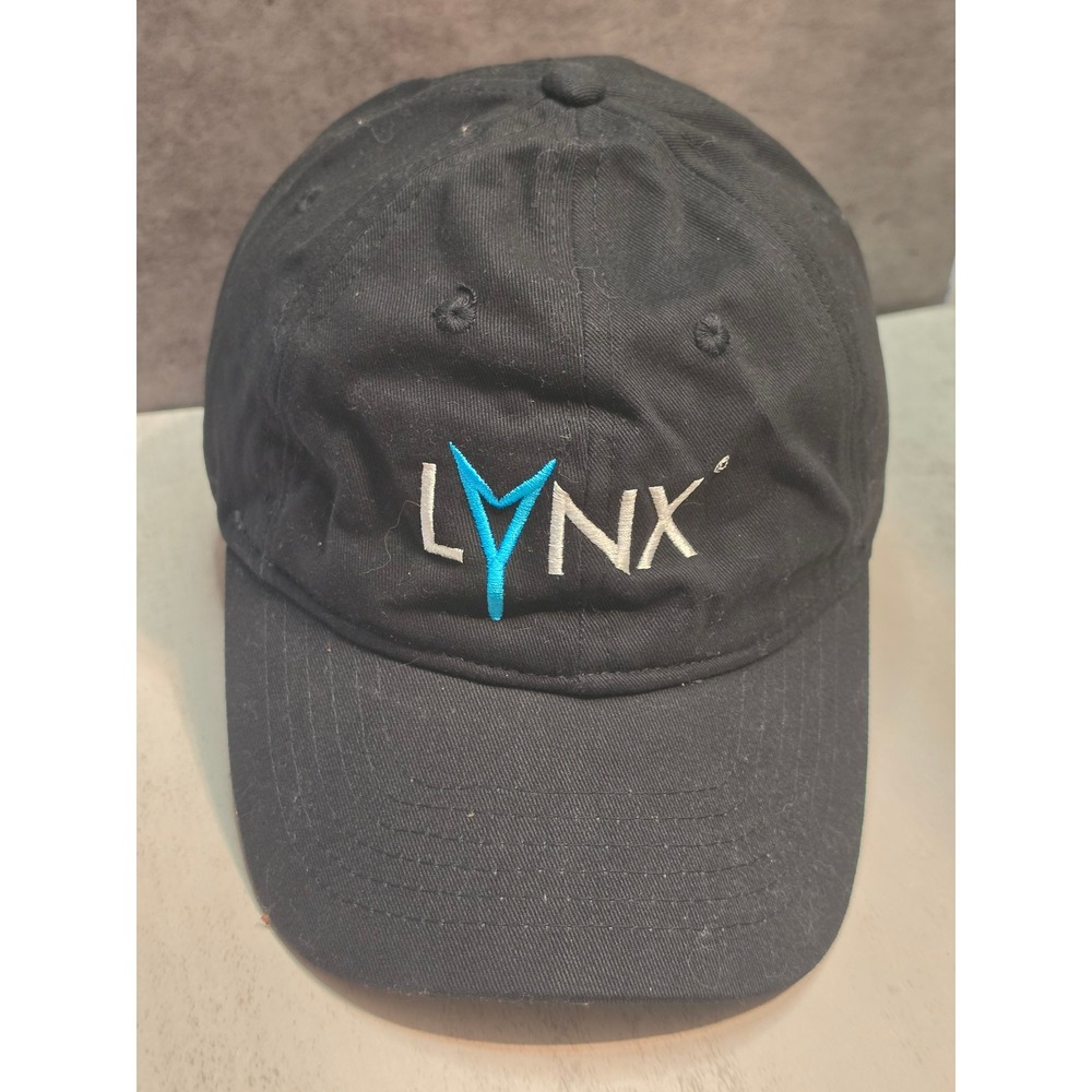 Lynx Golf L3 Logo Black Cotton Adjustable Strapback Baseball Cap Dad Hat Mens